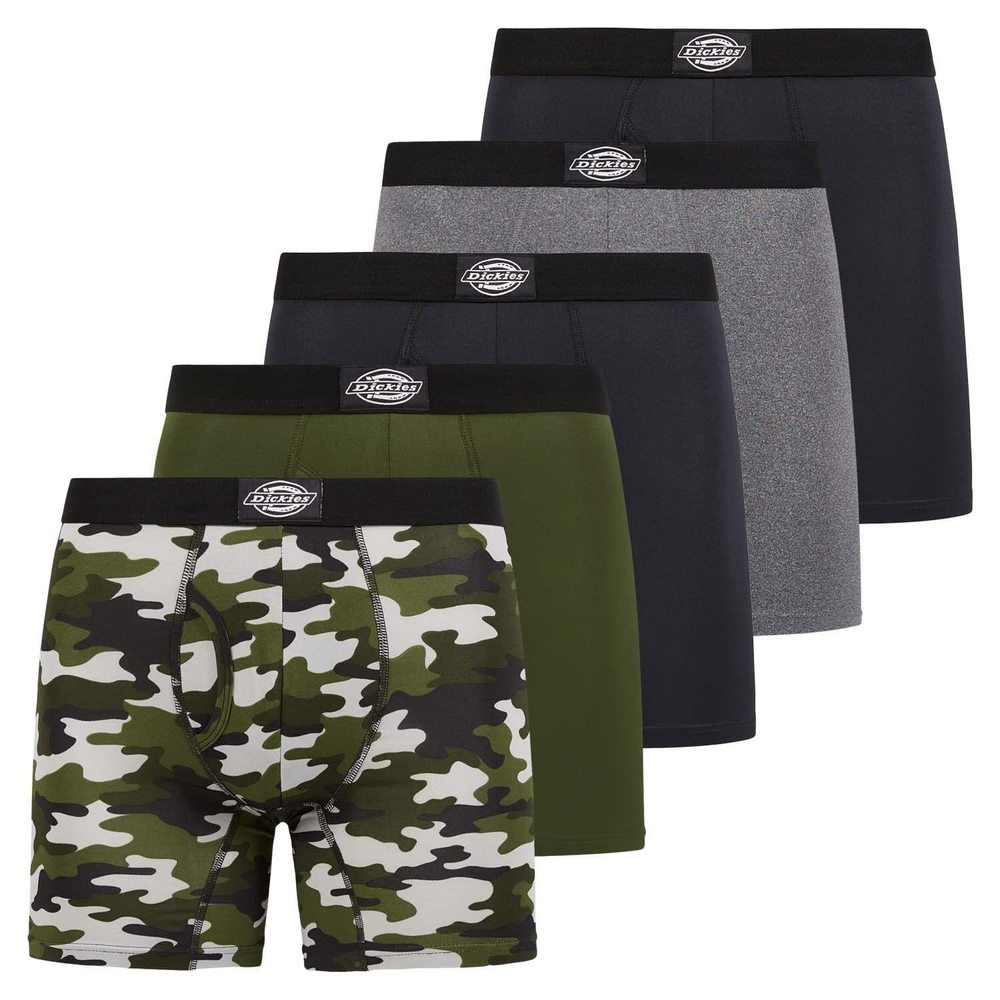 NEW Dickies 5 Pack Mens Boxer Briefs With Pouch, Moisture Wicking Performance Un